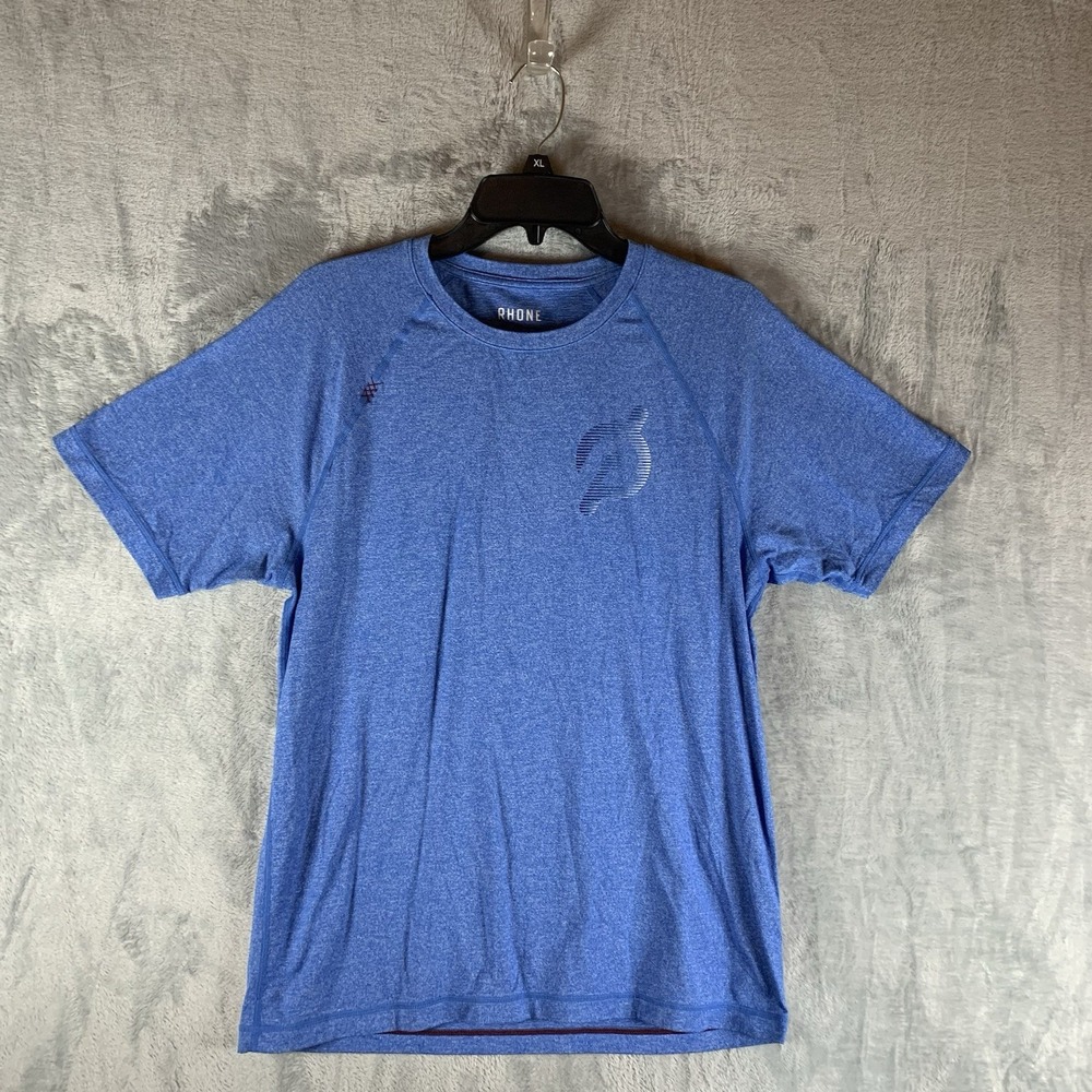 Rhône x‎ Peleton Men's Shirt M Blue Cycling Gym Workout Performance Short Sleeve
